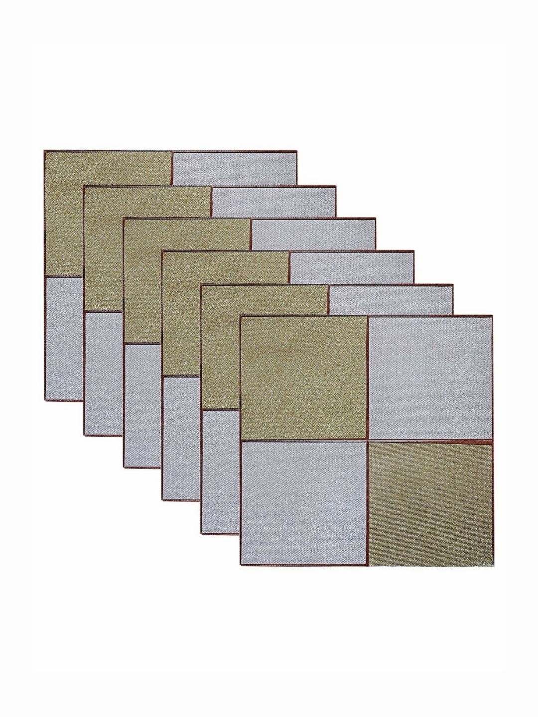

Kuber Industries Gold Toned & Silver Toned 6 Pieces Square Table Placemats