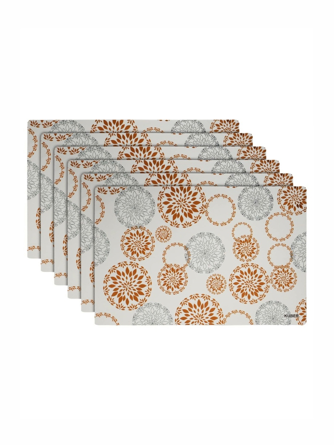 

Kuber Industries White & Black 6 Pieces Printed Table Placemats