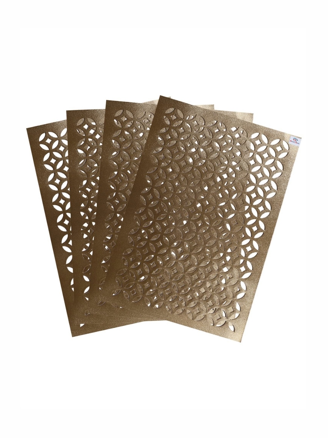 

Kuber Industries Gold Toned 4 Pieces Geometric Rectangular Table Placemats