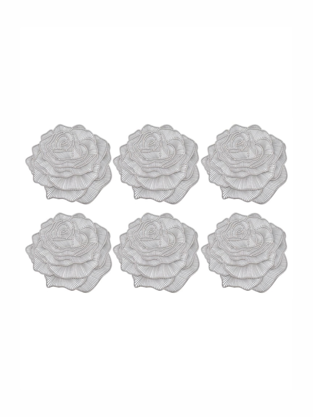 

Kuber Industries Silver Toned 6 Pieces Floral Shaped Table Placemats