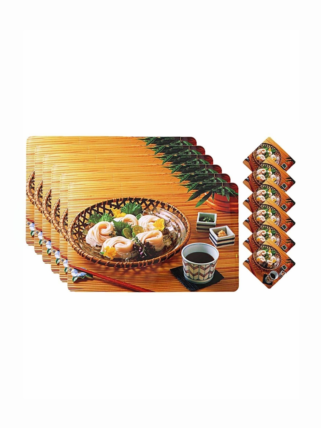 

Kuber Industries Brown & Green 12 Pieces Printed Table Linen Sets
