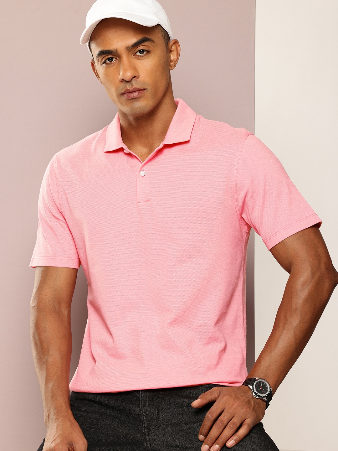 

Kook N Keech Men Polo Collar Pure Cotton T-shirt, Rose