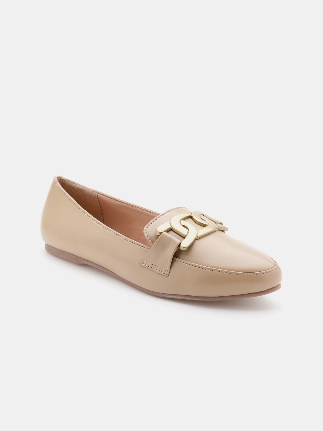 

R&B Women Embellished Pointed Toe Ballerinas Flats, Beige