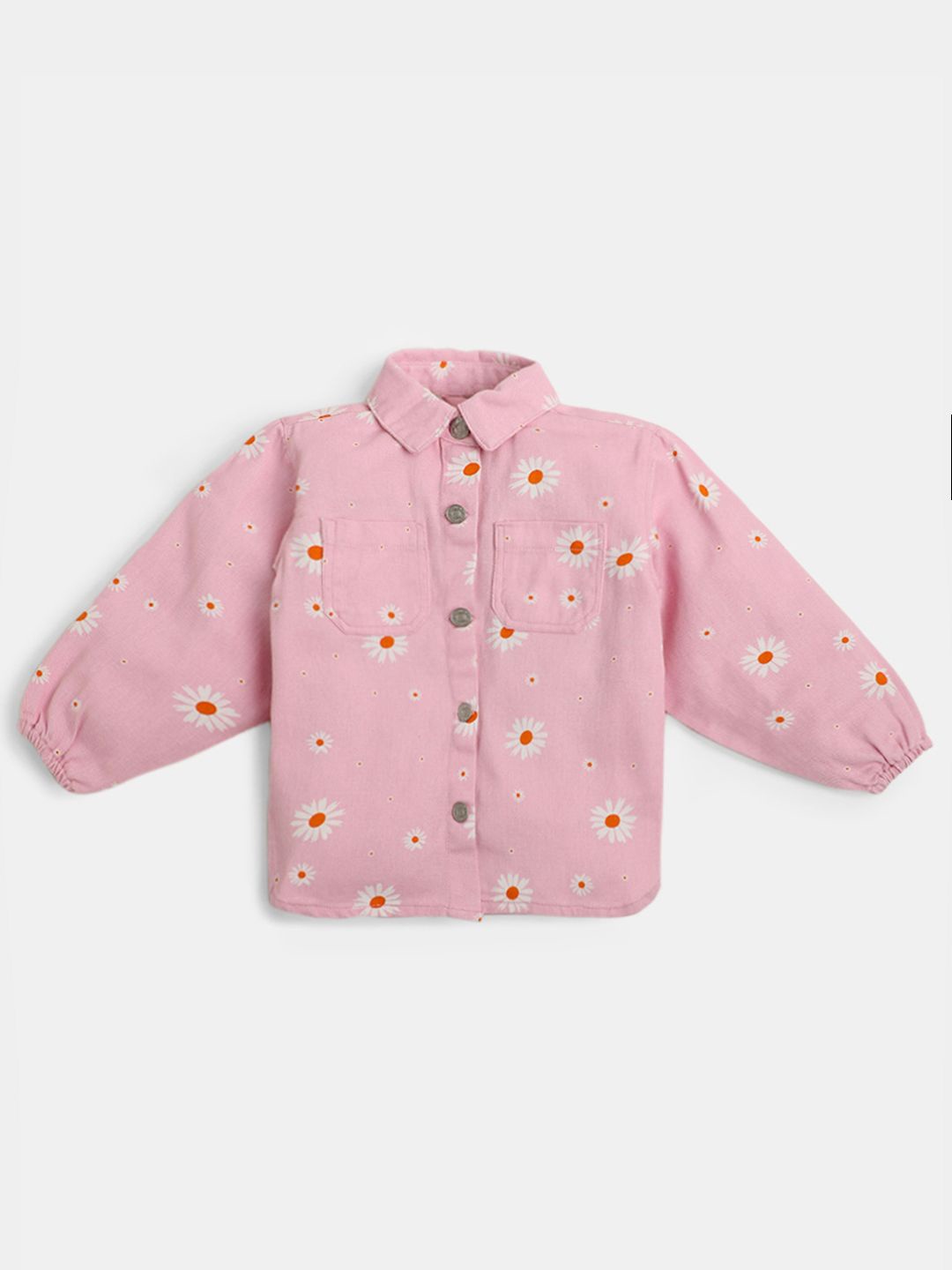 

R&B Floral Printed Shirt Style Top, Pink