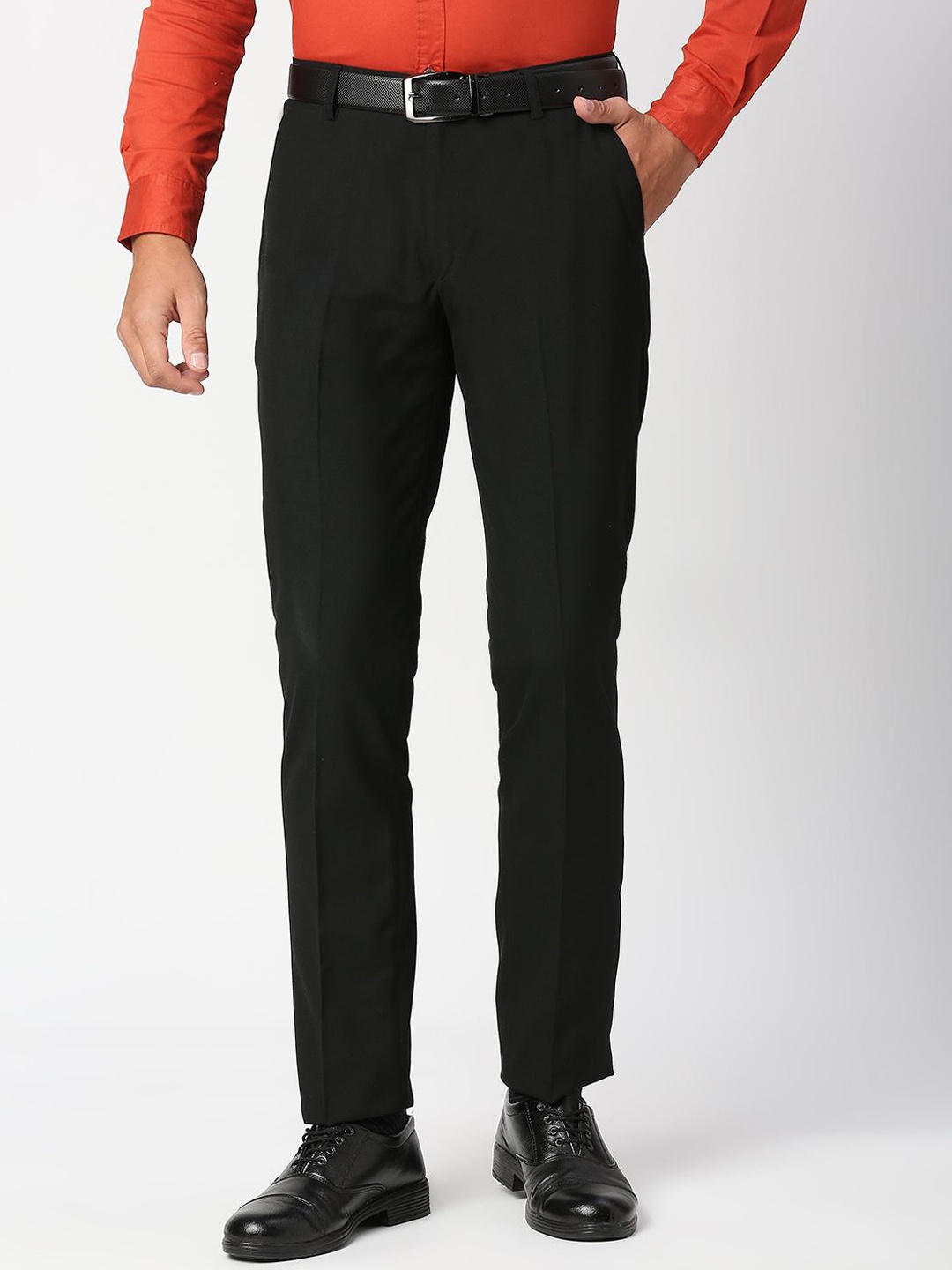 

Solemio Men Comfort Slim Fit Formal Trousers, Black