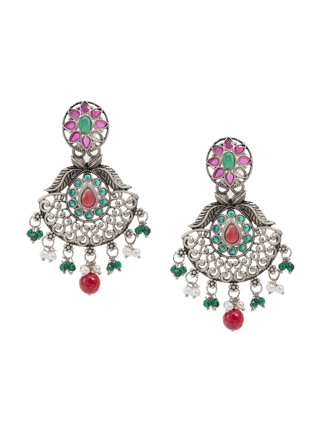 

Shining Jewel - By Shivansh Silver Plated Cubic Zirconia Contemporary Drop Earrings