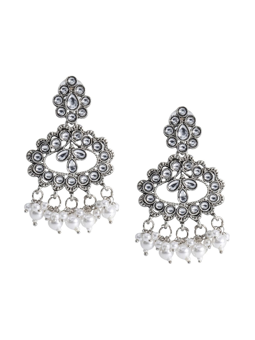 

Shining Jewel - By Shivansh Silver-Plated Cubic Zirconia Contemporary Drop Earrings