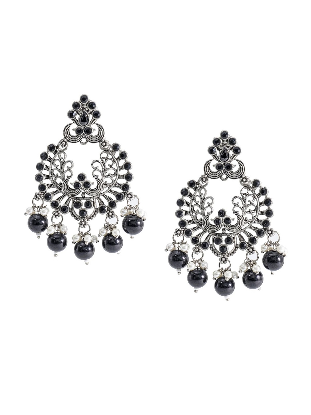 

Shining Jewel - By Shivansh Silver-Plated Contemporary Oxidised Chandbalis