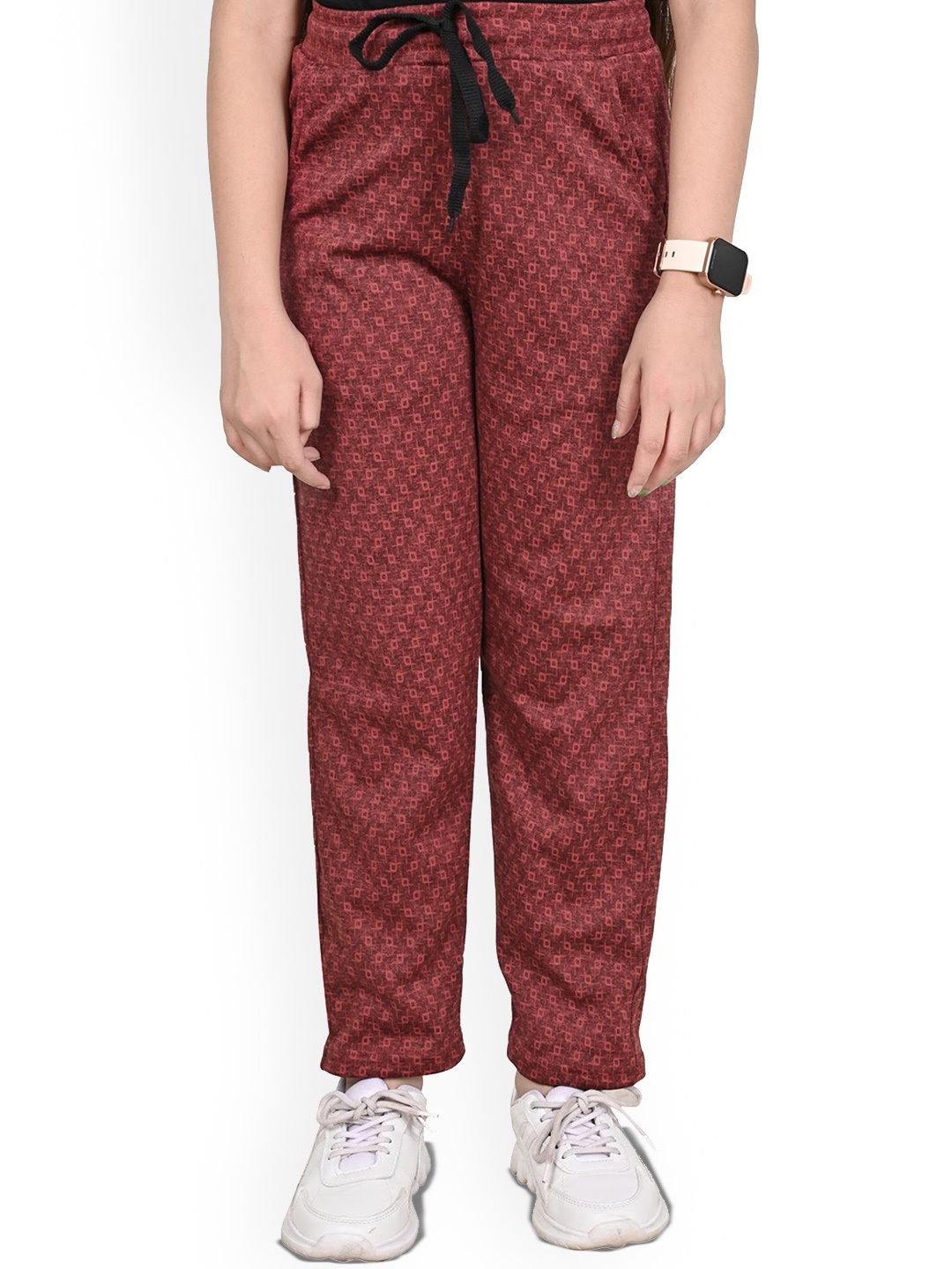 

BAESD Girls Checked Track Pants, Maroon