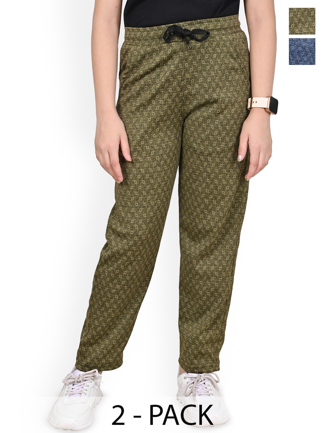 

BAESD Girls Pack Of 2 Printed Mid Rise Track Pants, Blue