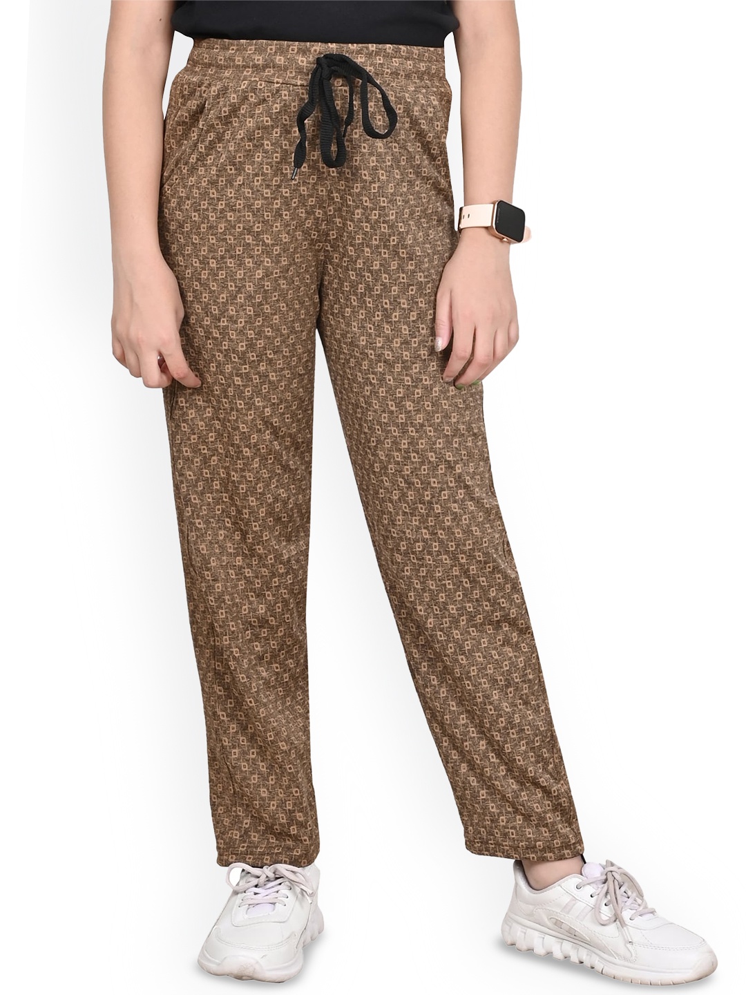 

BAESD Girls Checked Track Pants, Brown