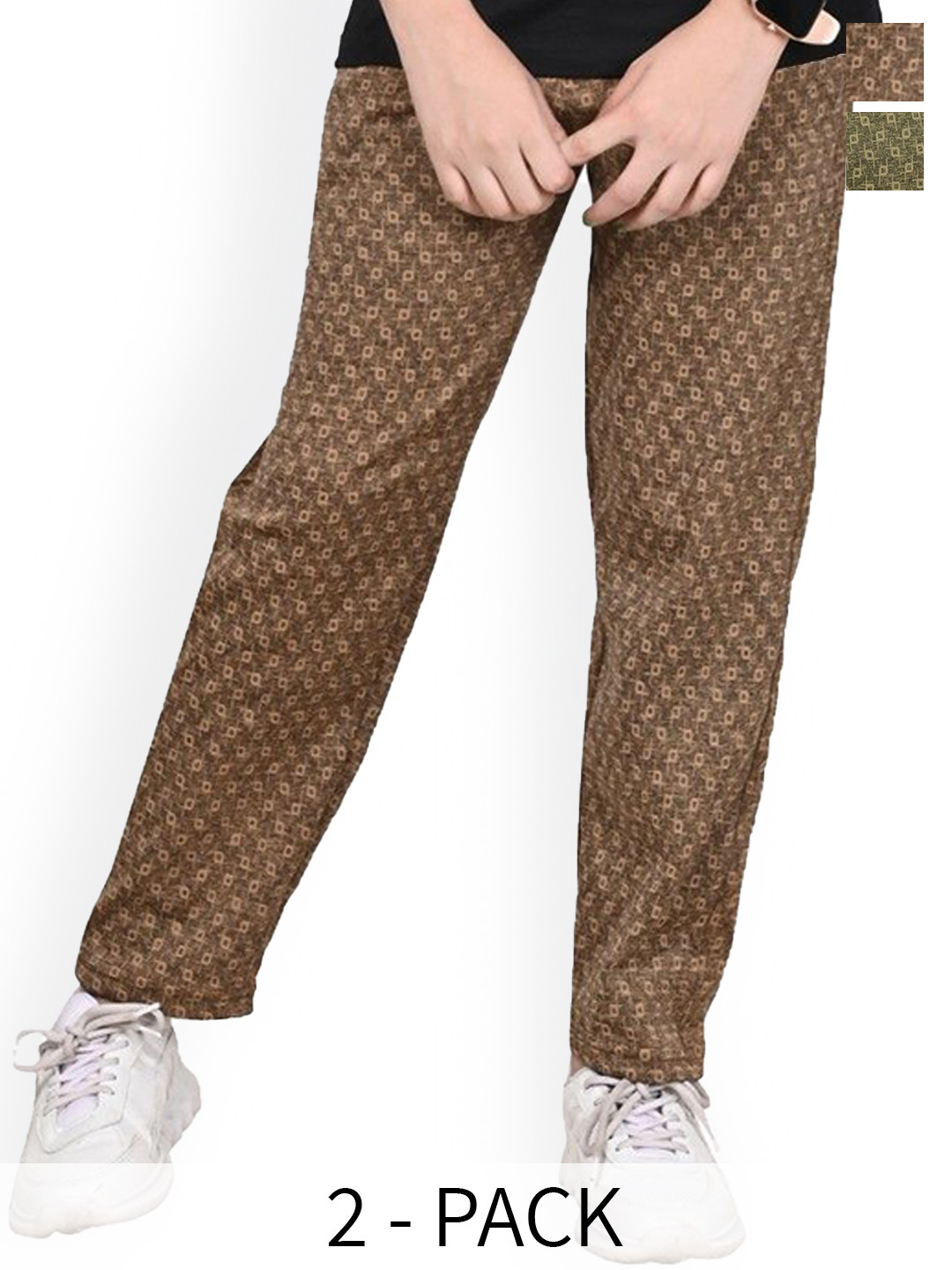

BAESD Girls Pack Of 2 Printed Mid Rise Track Pants, Olive
