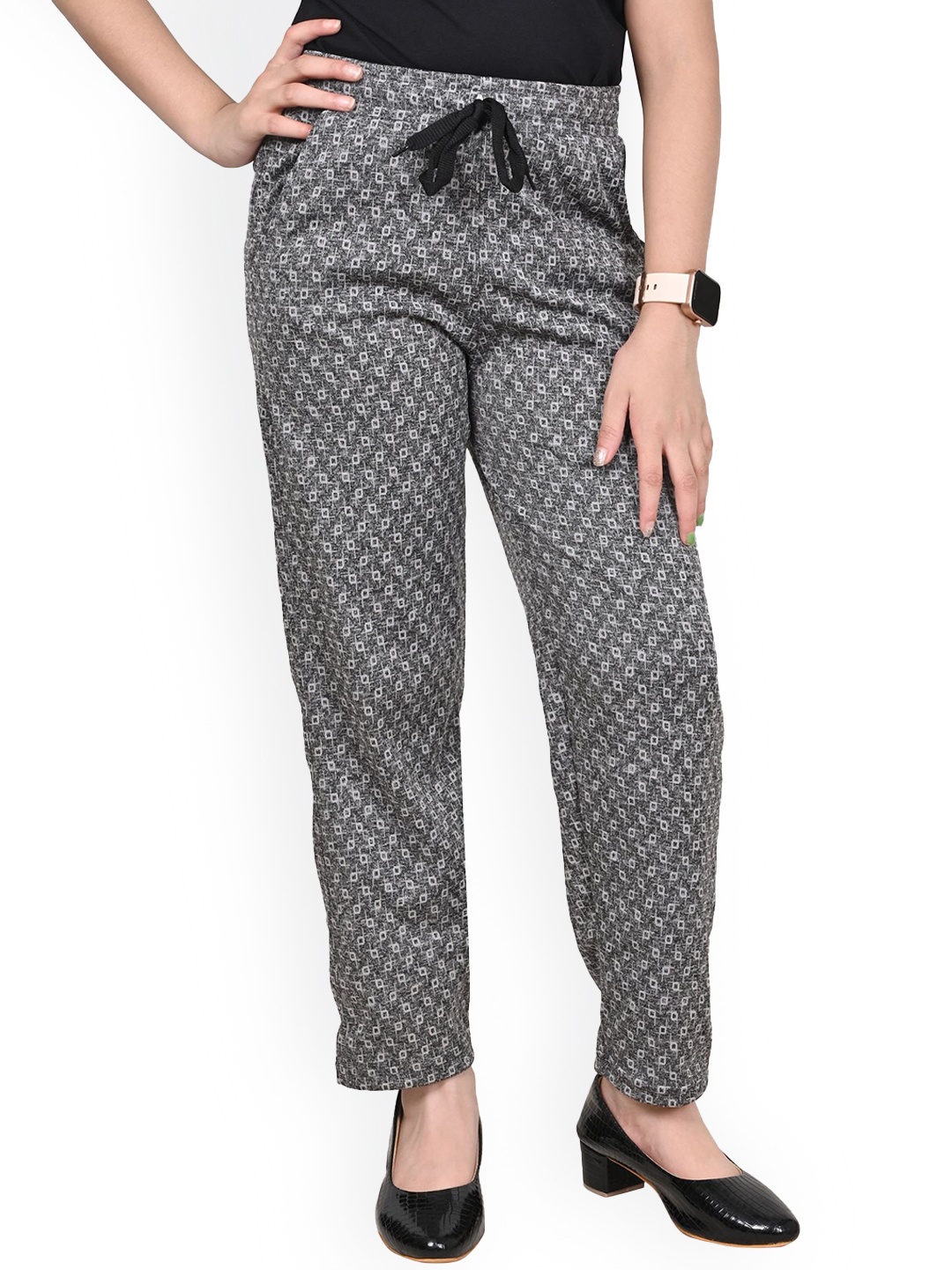 

BAESD Girls Printed Dry-Fit Check Printed Trousers, Grey