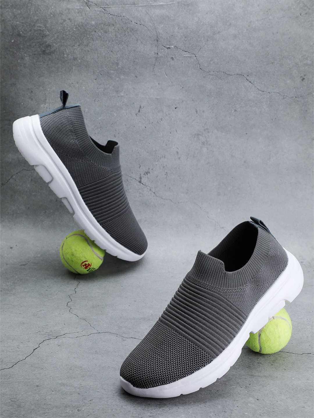 

TPENT Men Mesh Running Non-Marking Shoes, Grey