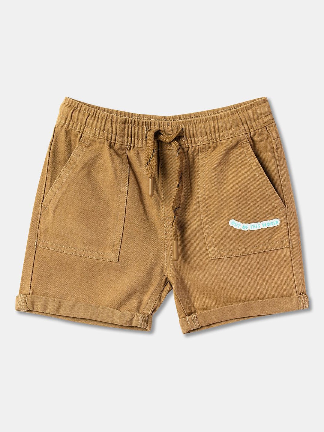 

R&B Boys Regular Fit Mid-Rise Cotton Shorts, Khaki