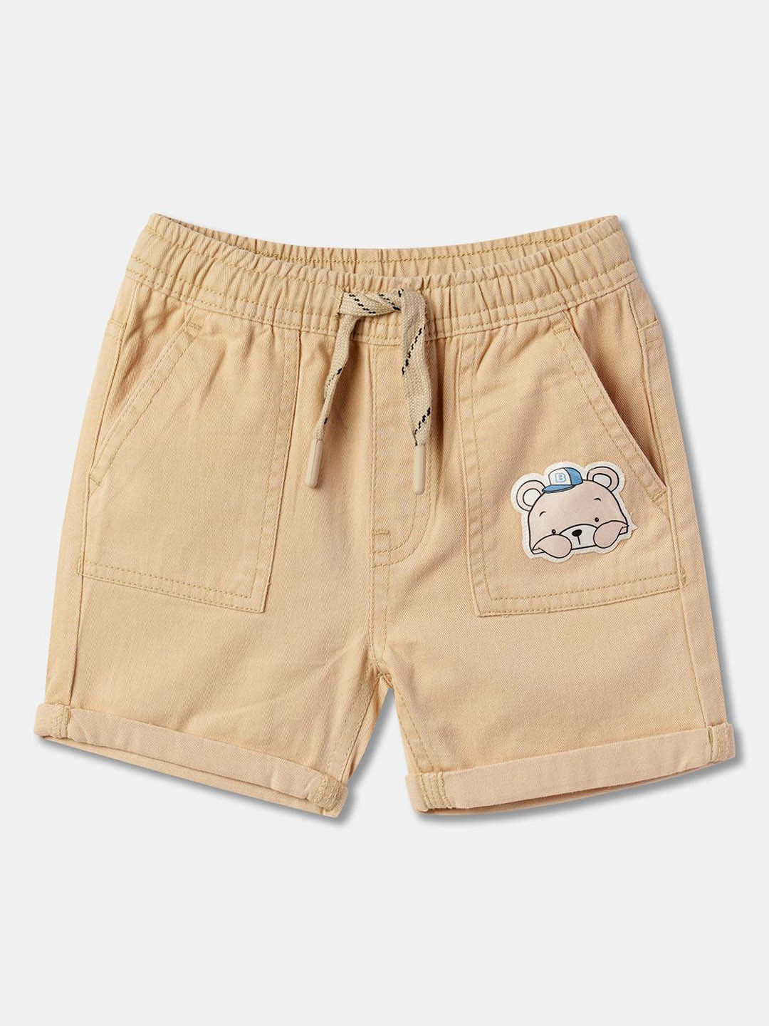 

R&B Boys Regular Fit Mid-Rise Cotton Shorts, Beige
