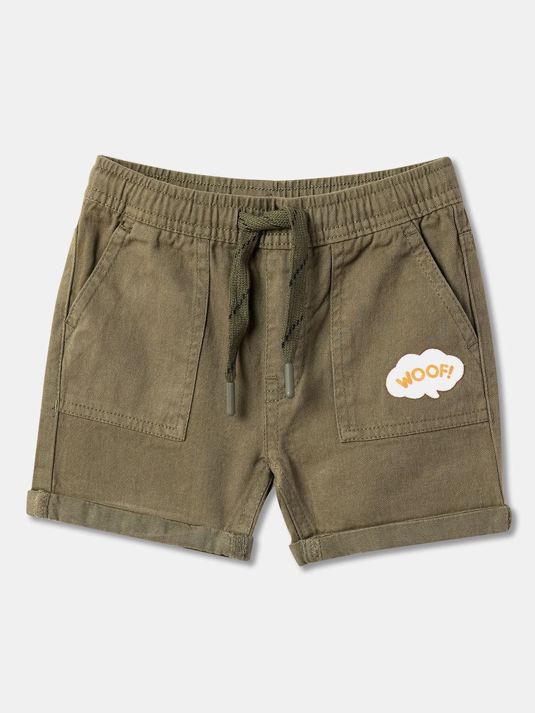 

R&B Boys Regular Fit Mid-Rise Cotton Shorts, Olive