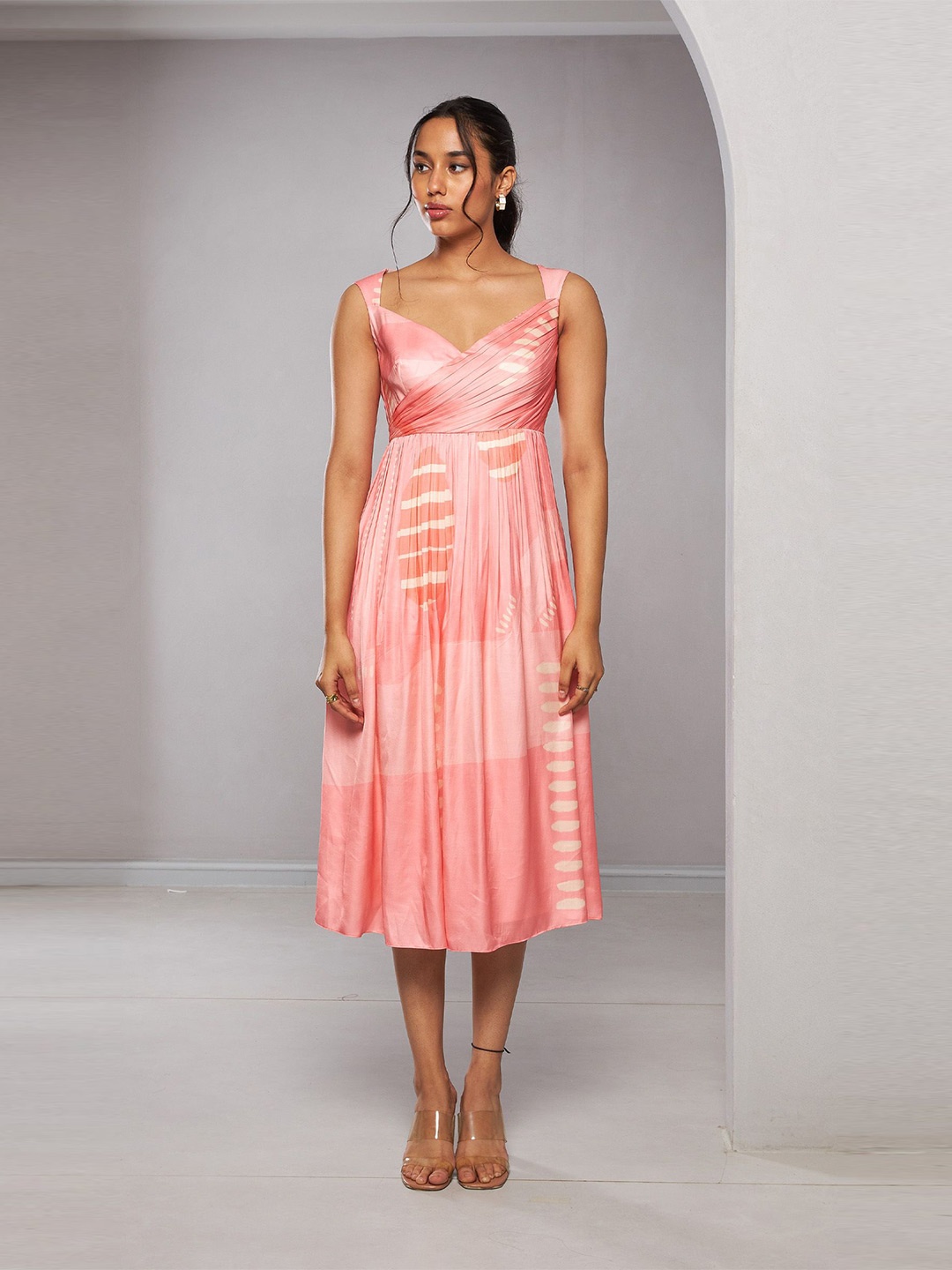 

Vedika M Satin Empire Midi Dress, Pink