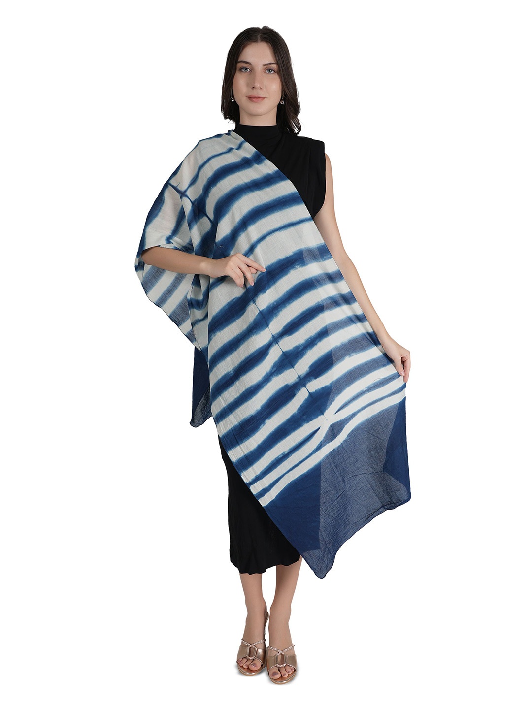 

Style Shoes Women Striped Cotton Stole, Blue