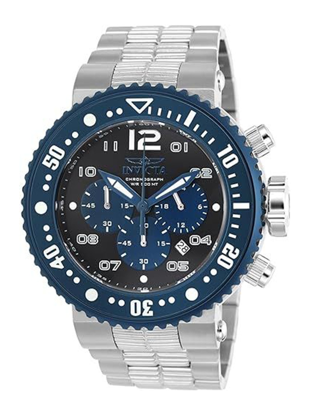 

Invicta Men Pro Diver Bracelet Style Straps Chronograph Analogue Watch 25074, Silver