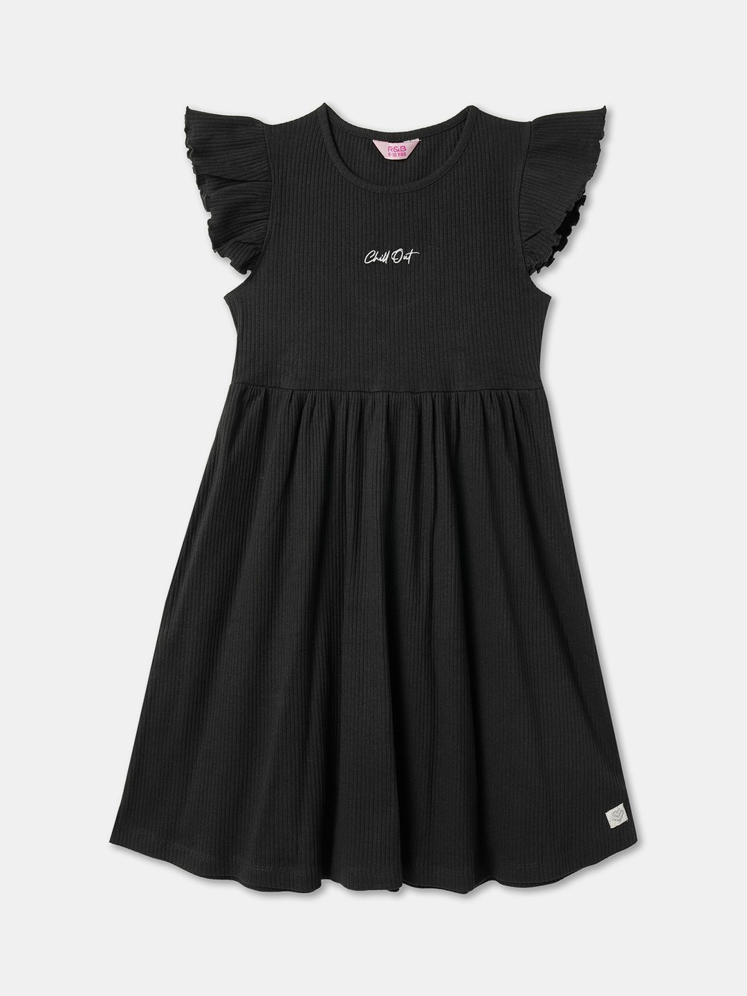 

R&B Flutter Sleeve Fit & Flare Dress, Black
