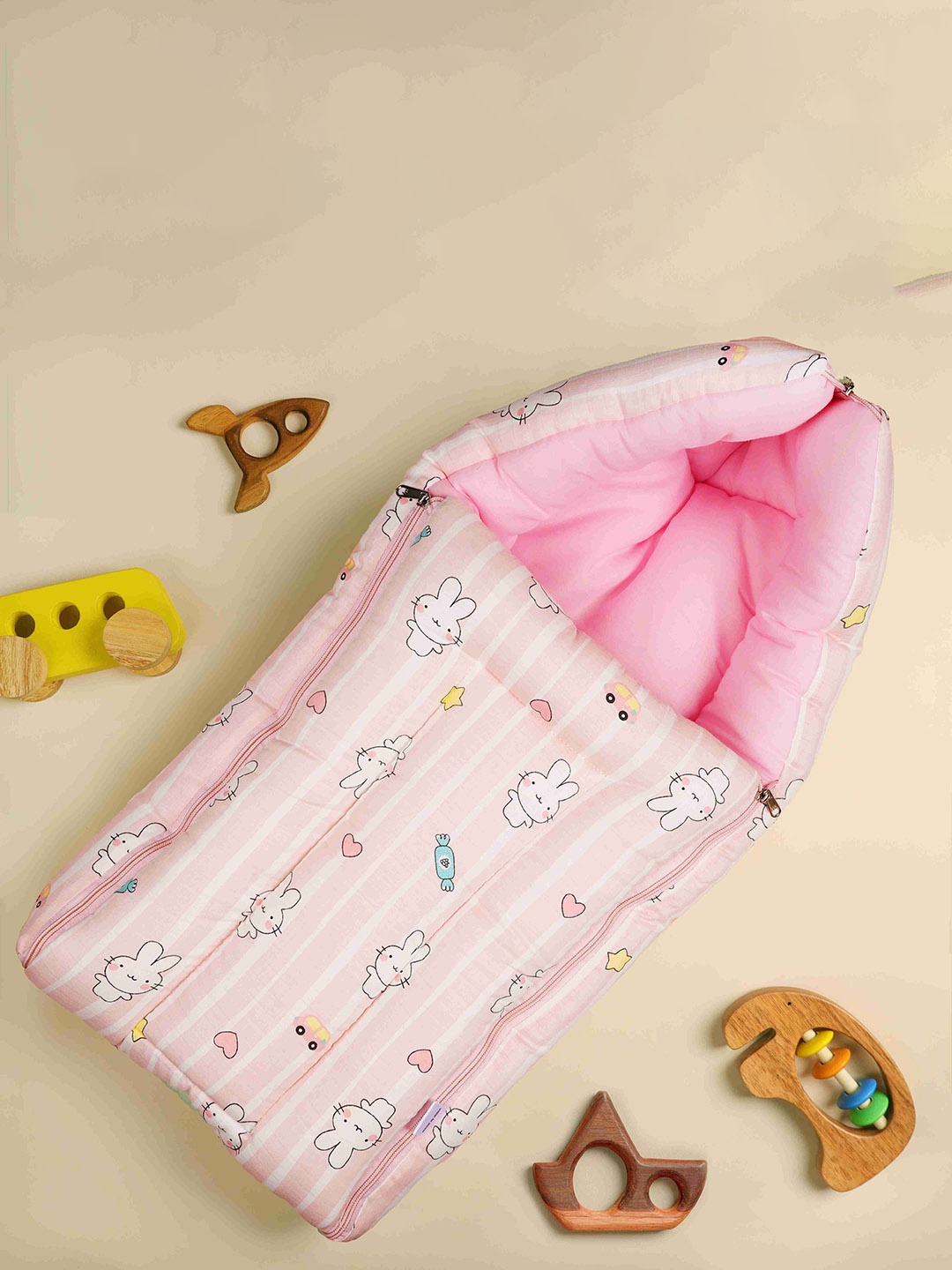 

KICKS & CRAWL Chubby Bunny Printed Baby Sleeping Bag, Pink