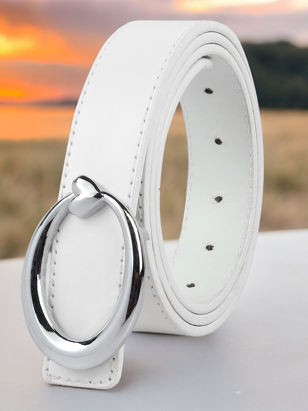 

Kastner Women Solid Push Pin Casual Belt, White