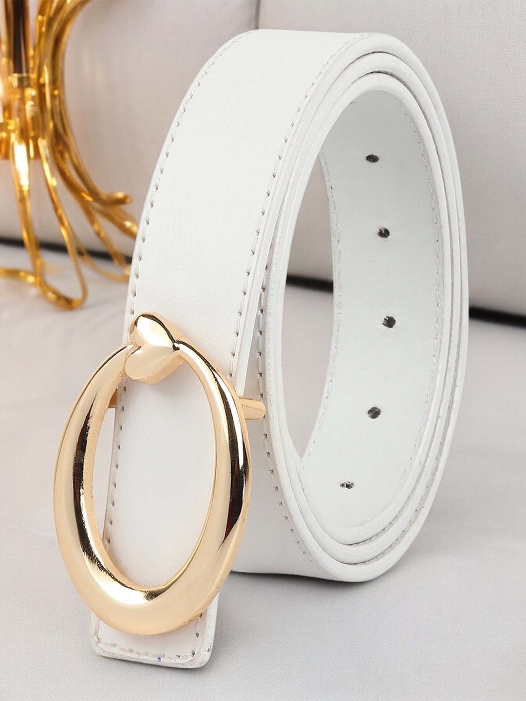

Kastner Women Solid Push Pin Casual Belt, White