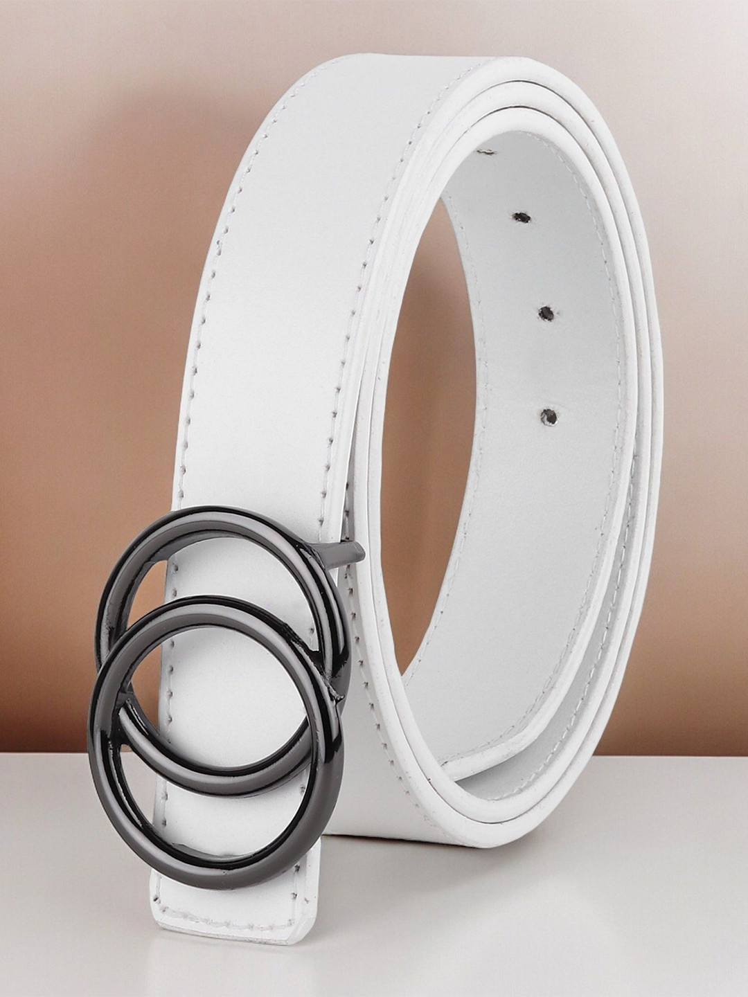 

Kastner Women Solid Push Pin Casual Belt, White