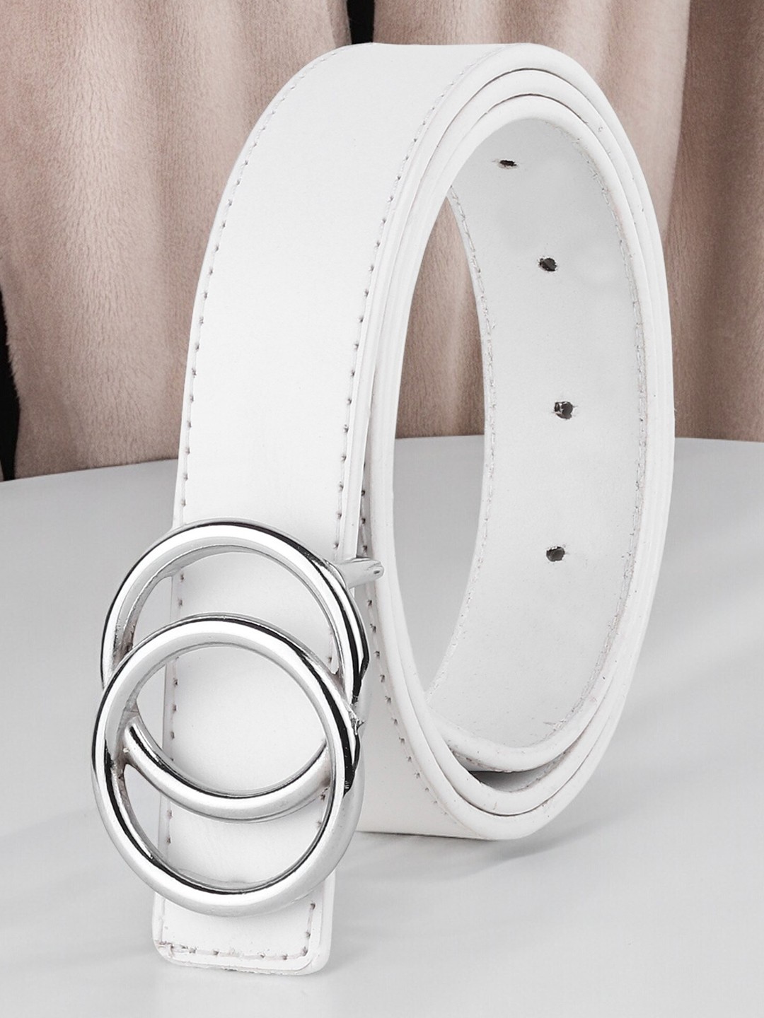 

Kastner Women Solid Push Pin Casual Belt, White