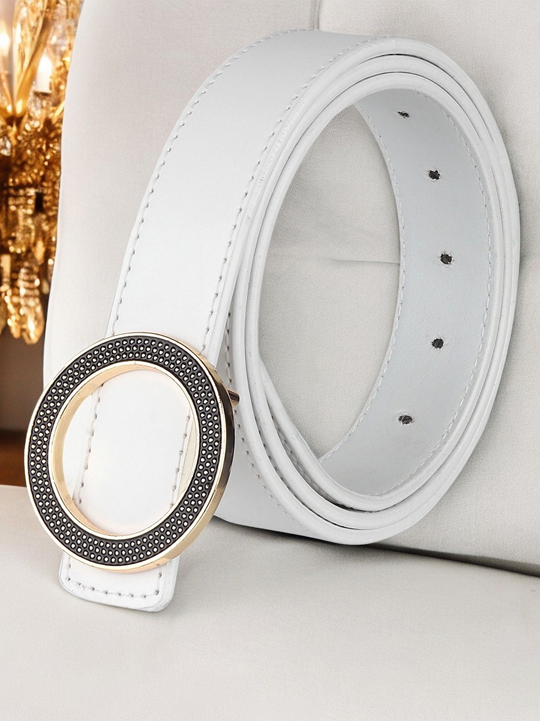 

Kastner Women Solid Push Pin Casual Belt, White