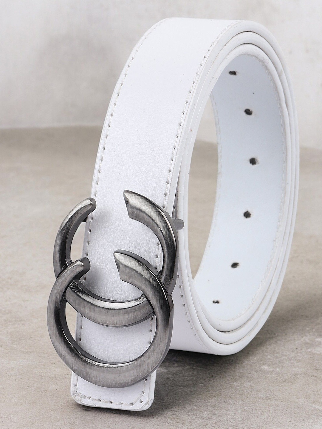 

Kastner Women Solid Push Pin Casual Belt, White