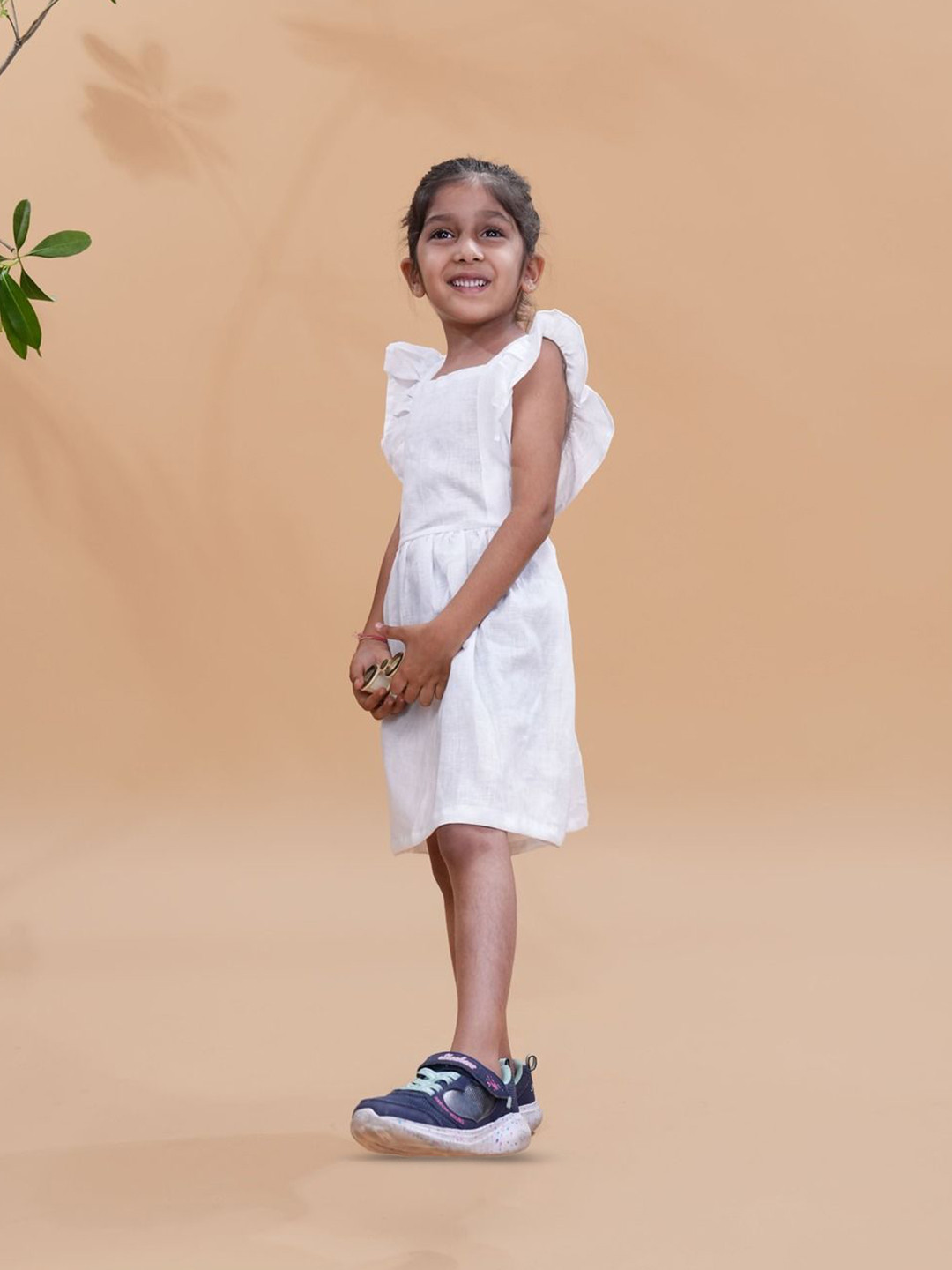 

BAESD Round Neck A-Line Dress, White