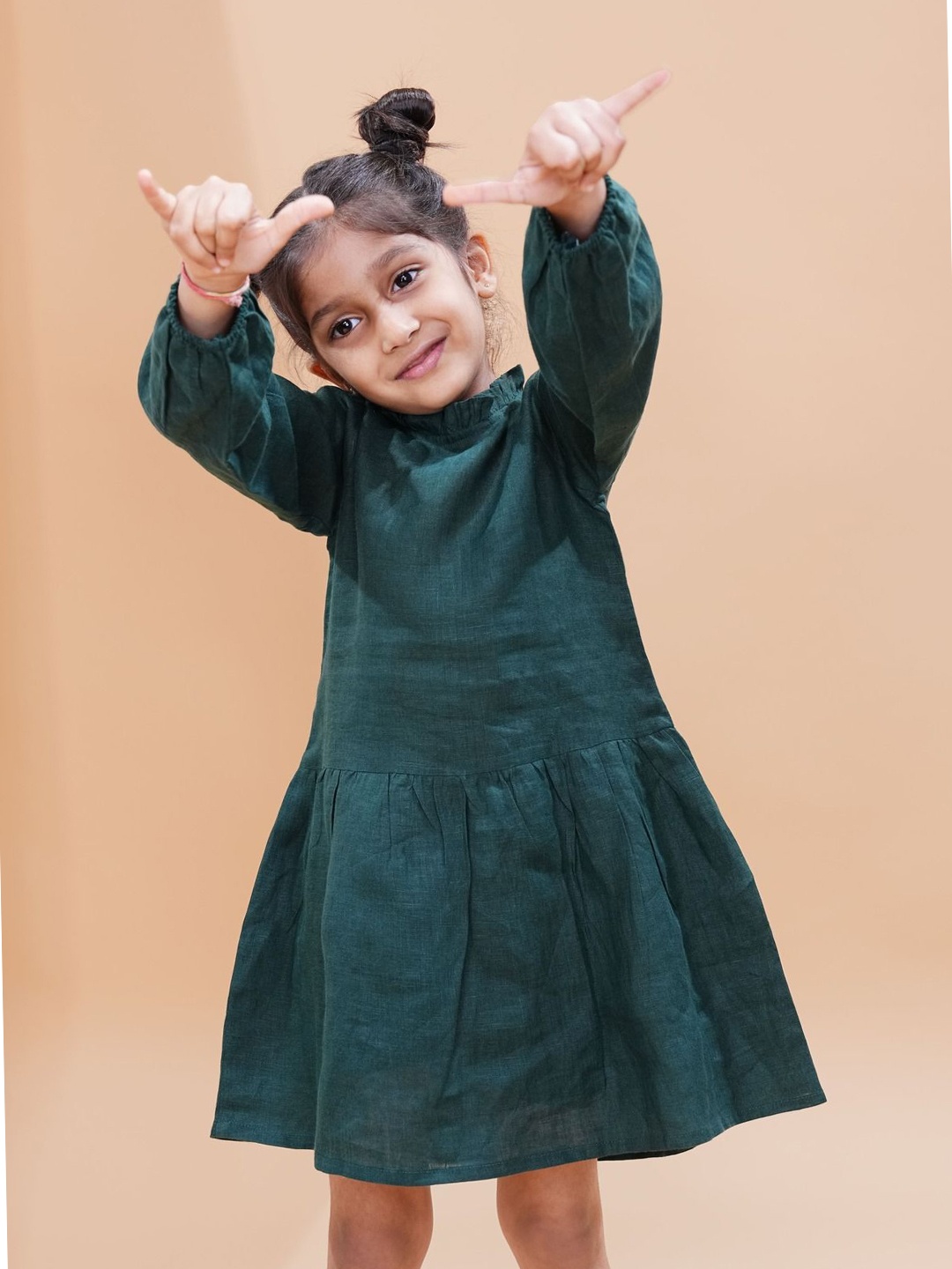 

BAESD Linen A-Line Dress, Green