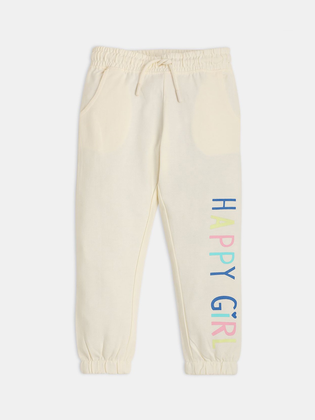 

R&B Girls Printed Mid-Rise Regular Fit Joggers Trousers, White
