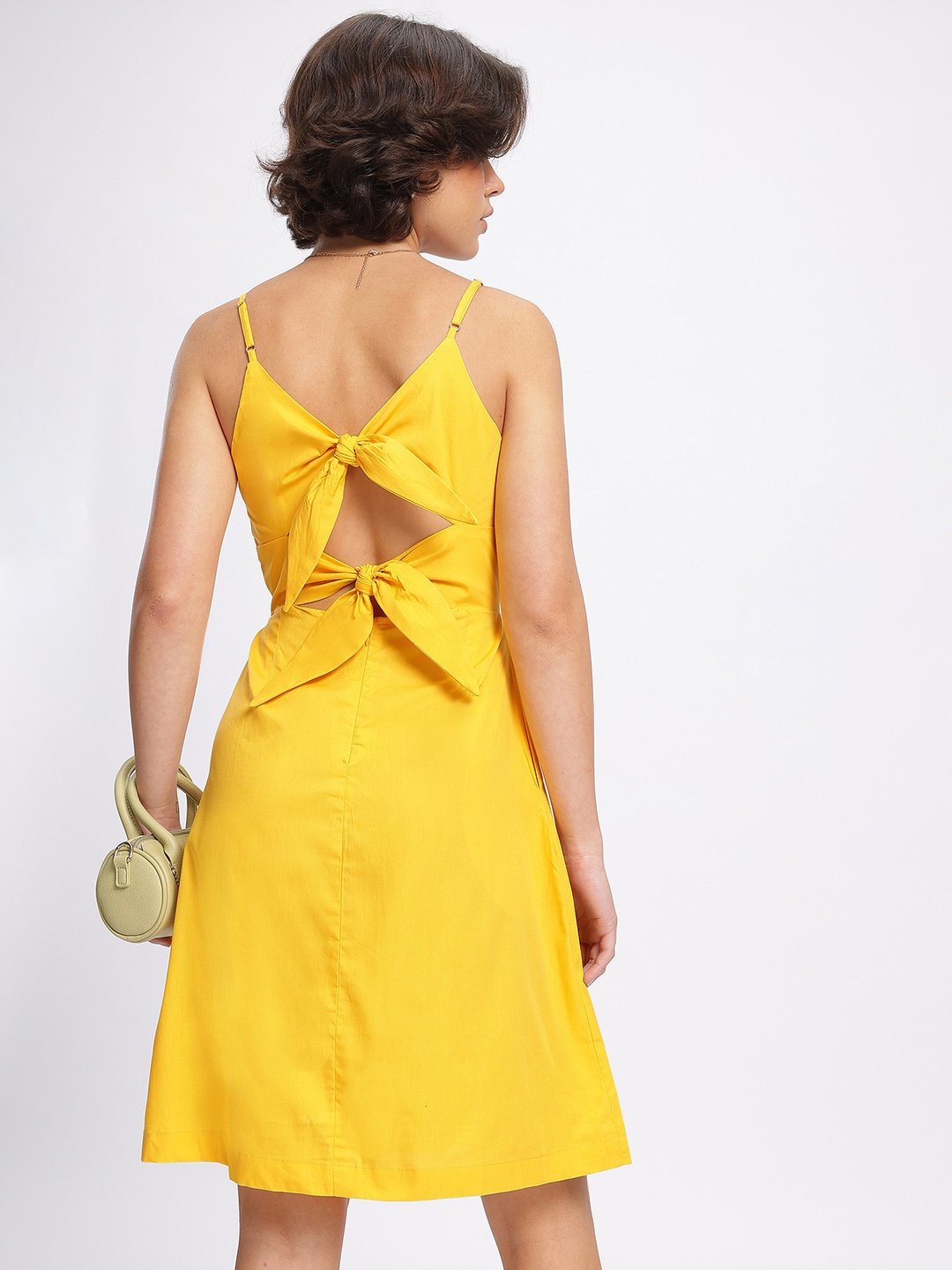 

DressBerry Statement Bows Strappy A-line Dress, Yellow