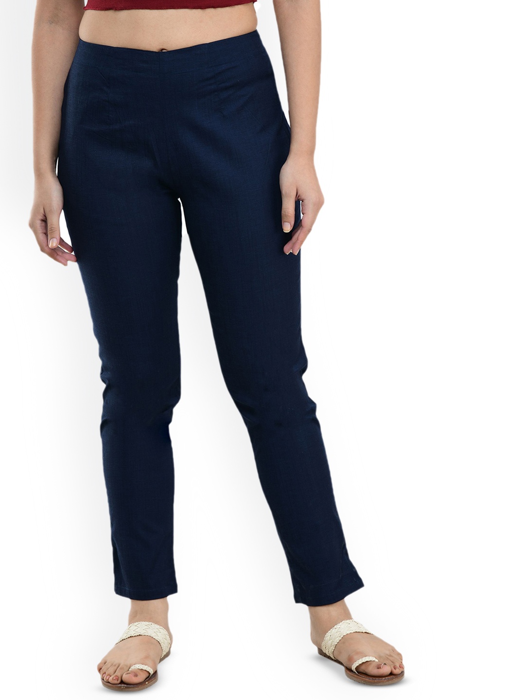 

RAJPUTANA CAMISA Women Cotton Regular Fit Casual Trouser, Blue