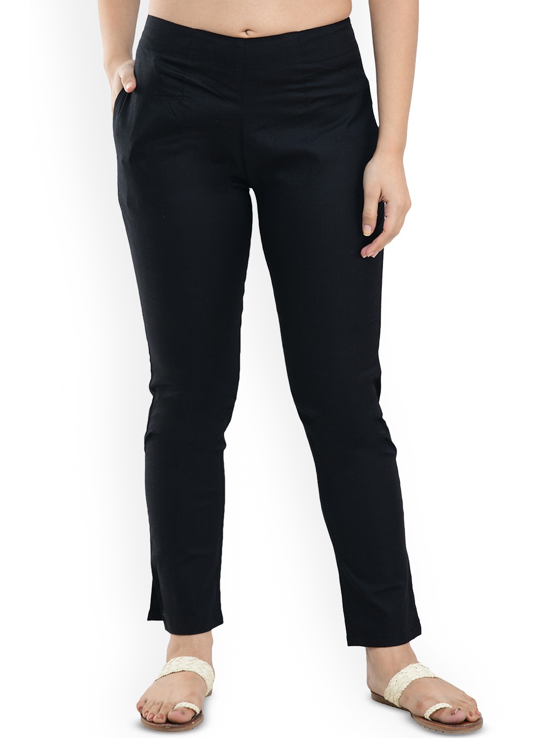 

RAJPUTANA CAMISA Women Cotton Regular Fit Casual Trouser, Black