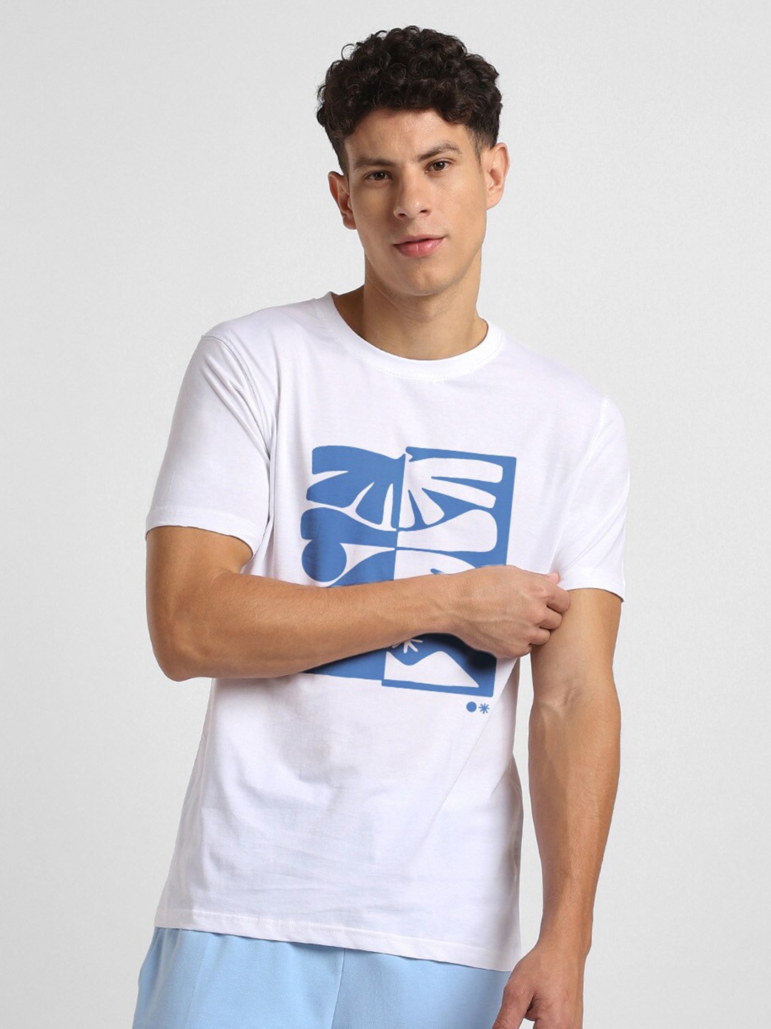 

NOBERO Men Graphic Printed Pure Cotton T-shirt, White