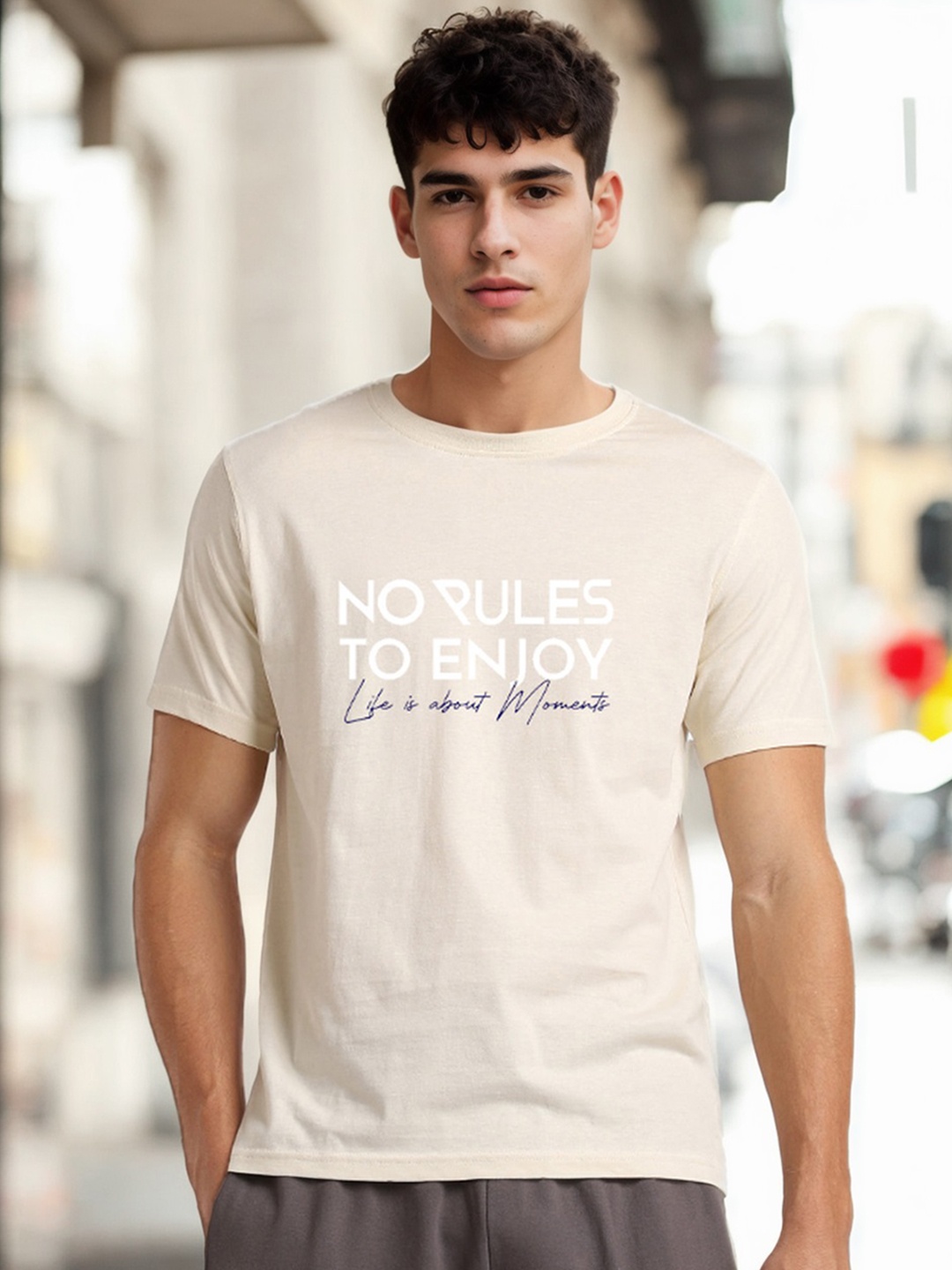 

NOBERO Men Graphic Printed Pure Cotton T-shirt, Pink