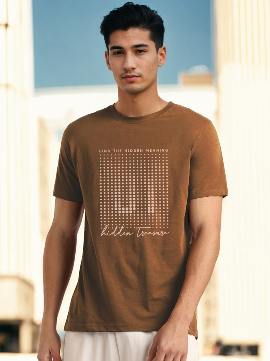 

NOBERO Men Graphic Printed Pure Cotton T-shirt, Brown