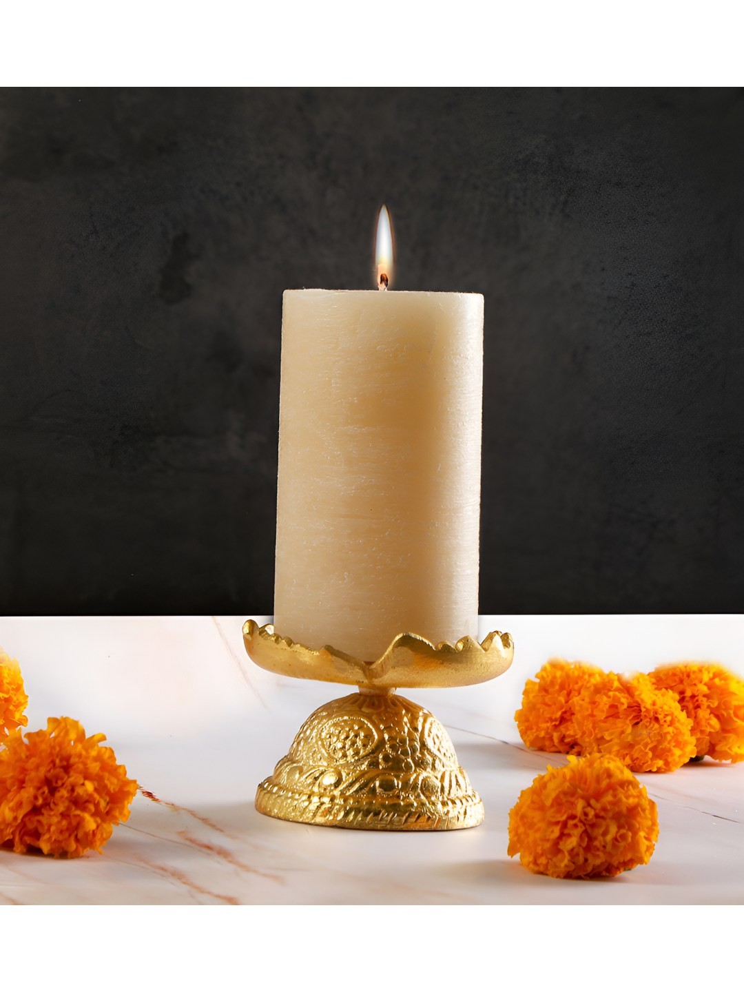

THE HOME CO. Gold-Toned Textured Candle Holder