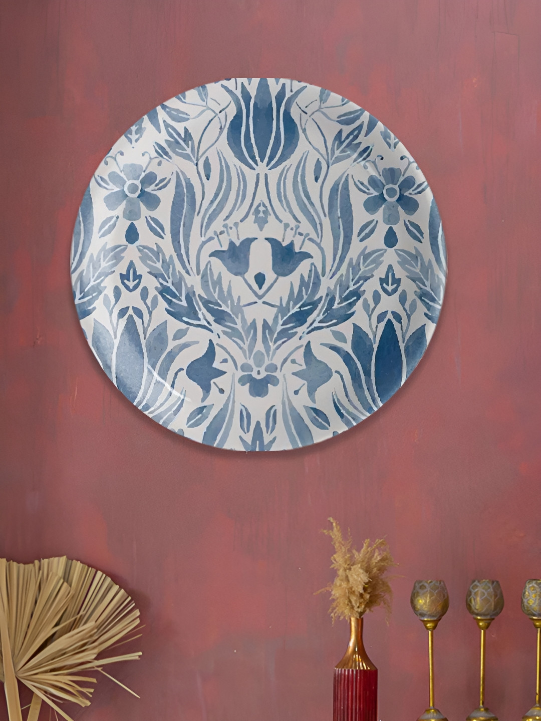 

nestroots White & Blue Floral Printed Ceramic Wall Plate