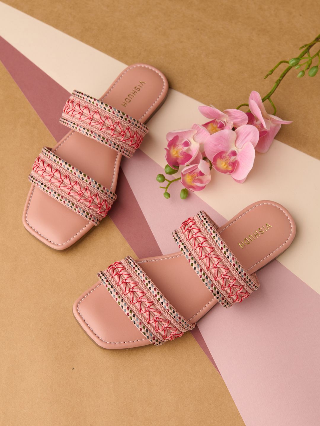

Vishudh Women Ethnic Open Toe Flats, Peach