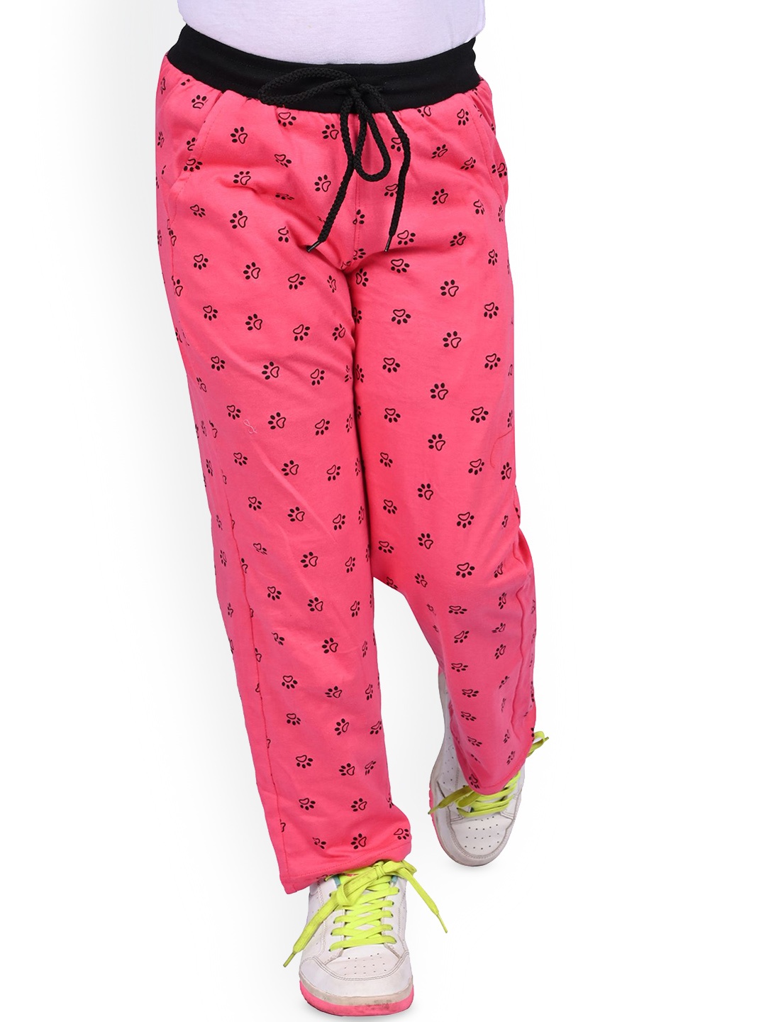 

BAESD Girls Printed Regular Fit Pure Cotton Track Pants, Pink