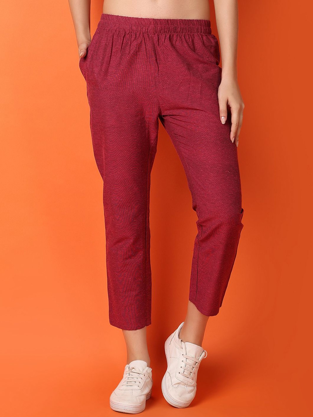 

V-Mart Women Solid Trousers, Pink