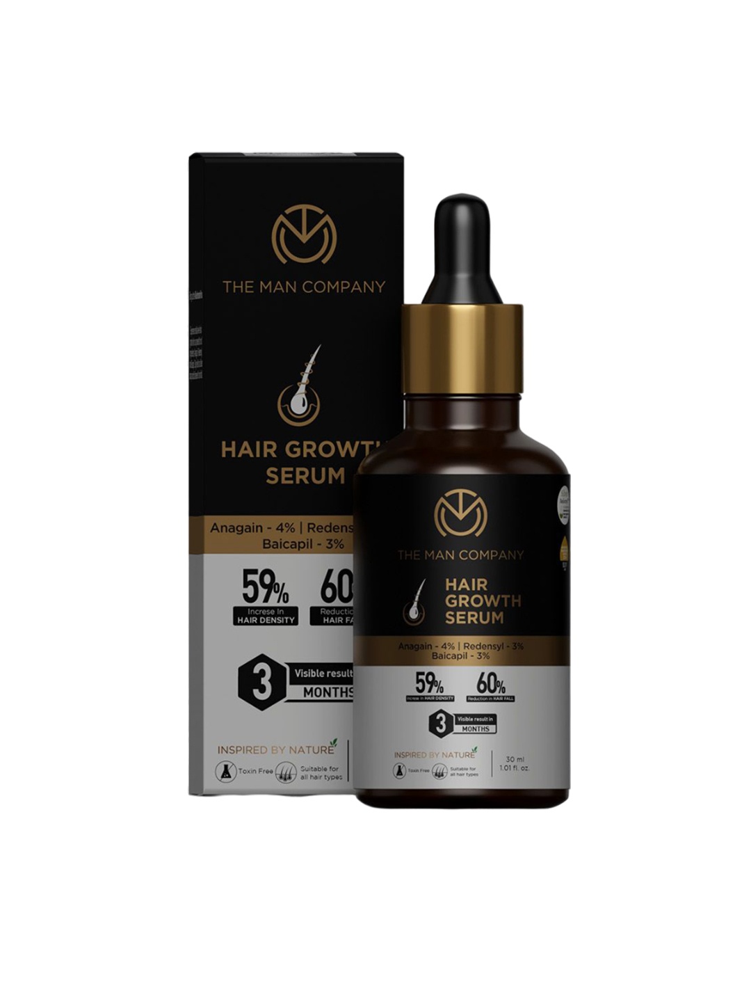 

THE MAN COMPANY Hair Growth Serum with Redensyl & Anagain - 30 ml, Brown
