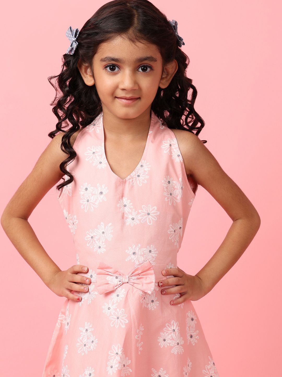 

V-Mart Girls Floral Print A-Line Midi Dress, Pink