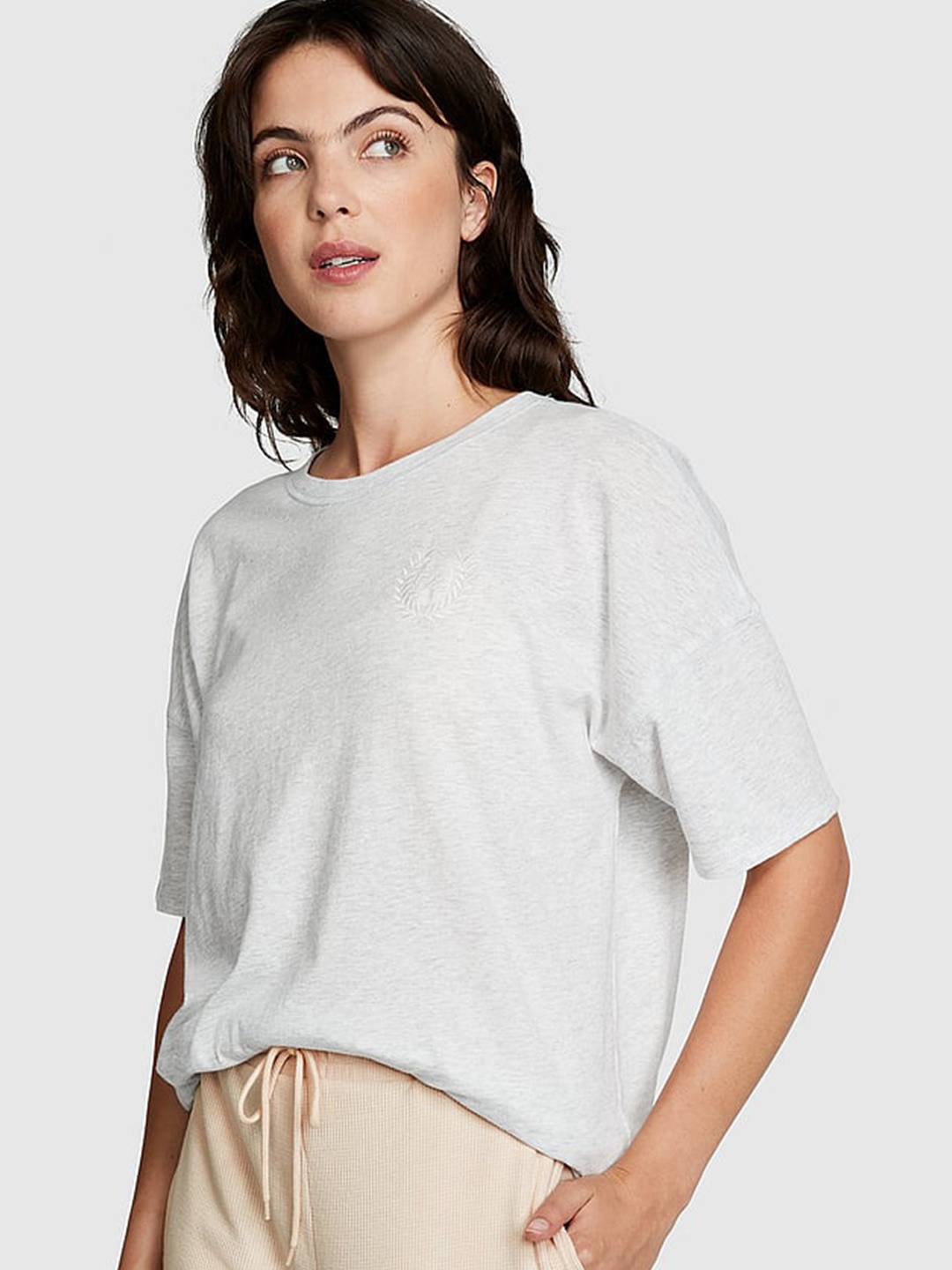 

Victoria's Secret PINK Oversized-Fit Lounge T-Shirt, Grey