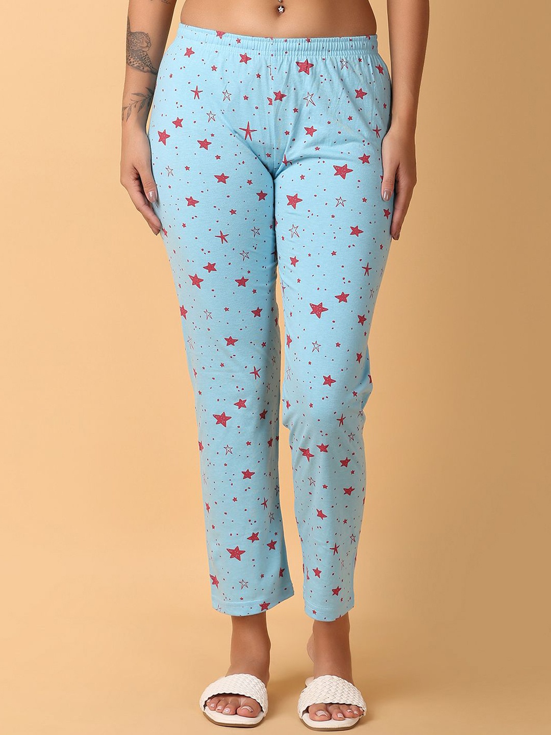 

V-Mart Abstract Printed Regular Trousers, Blue